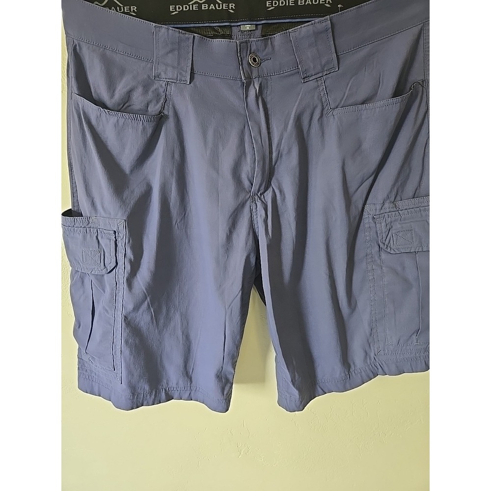 Eddie Bauer Rainier Shorts Men's 36 Blue Hiking Cargo Travex Stretch Tech 10" - Picture 9 of 12